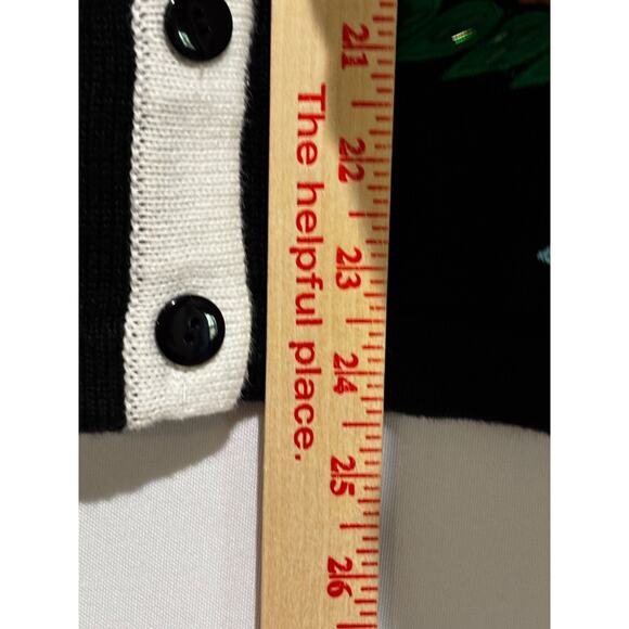 Terrazzo beaded embroidery parrot Bird Short Sleeve Button Sweater top Womens XL - Picture 7 of 11